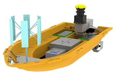 Navio não tripulado com fonte de alimentação complementar multi-energia